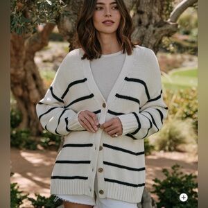 JENNI KAYNE - Chloe Cardigan - Ivory/Navy Stripe